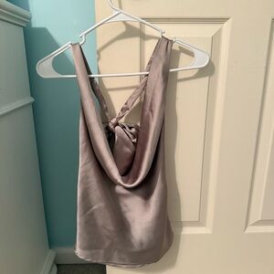 Zara Satin Halter Top in Taupe